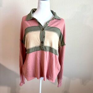 In Loom Pave the Way Colorblock Collared Top. Size M